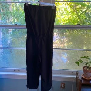 Black strapless capri jumpsuit. Never worn!